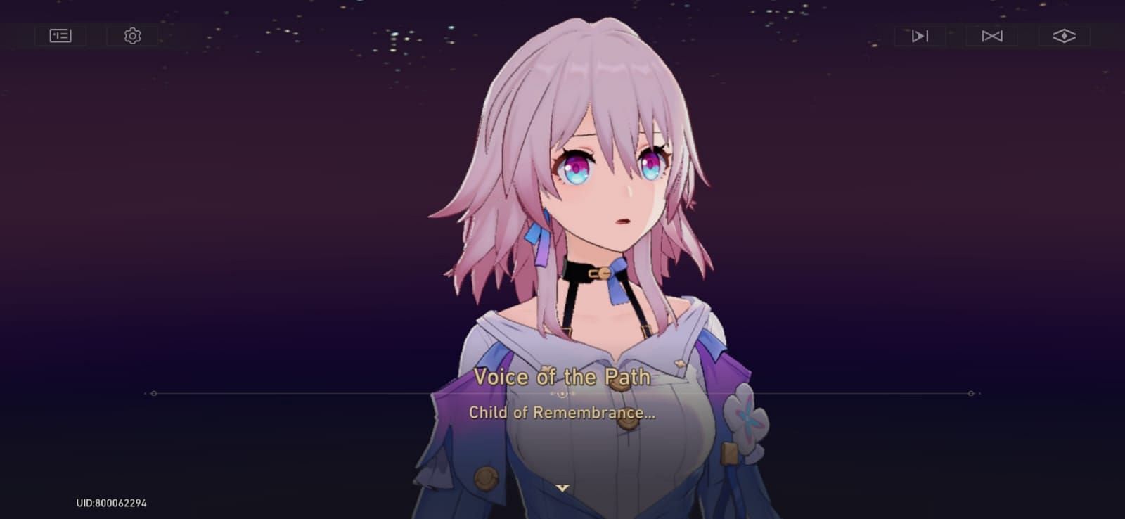 March 7th is called "Child of Remembrance" by the Voice of the Path in Honkai Star Rail (Image via HoYoverse)